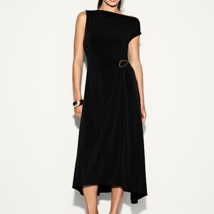 Old Navy Black One-Shoulder Midi Dress with Side Buckle